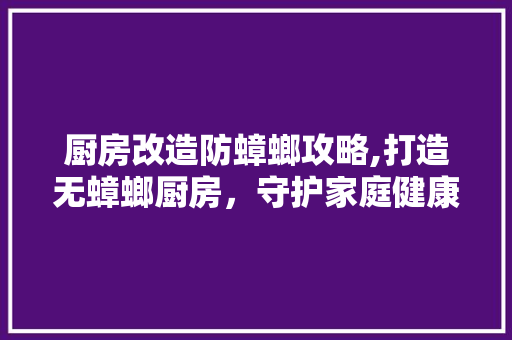厨房改造防蟑螂攻略,打造无蟑螂厨房，守护家庭健康 汽车维修