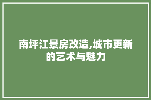 南坪江景房改造,城市更新的艺术与魅力