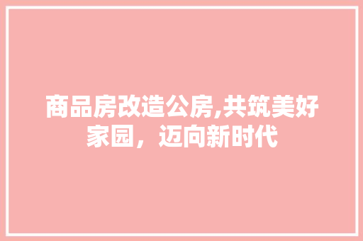 商品房改造公房,共筑美好家园，迈向新时代