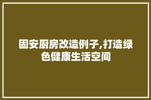 固安厨房改造例子,打造绿色健康生活空间