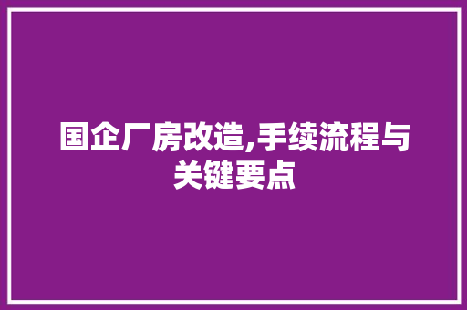 国企厂房改造,手续流程与关键要点