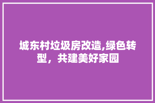 城东村垃圾房改造,绿色转型，共建美好家园 综合便民