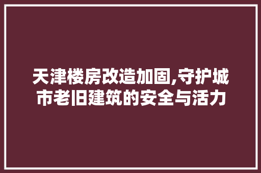 天津楼房改造加固,守护城市老旧建筑的安全与活力