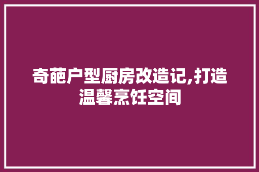 奇葩户型厨房改造记,打造温馨烹饪空间