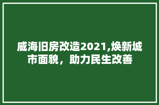 威海旧房改造2021,焕新城市面貌，助力民生改善 家电维修