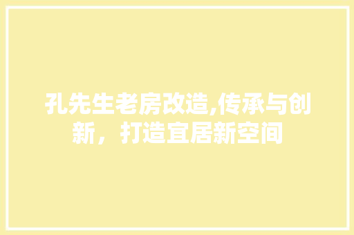 孔先生老房改造,传承与创新，打造宜居新空间 家电维修