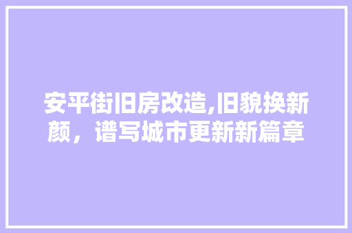 安平街旧房改造,旧貌换新颜，谱写城市更新新篇章