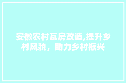 安徽农村瓦房改造,提升乡村风貌，助力乡村振兴 家电维修
