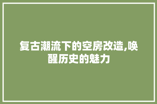 复古潮流下的空房改造,唤醒历史的魅力