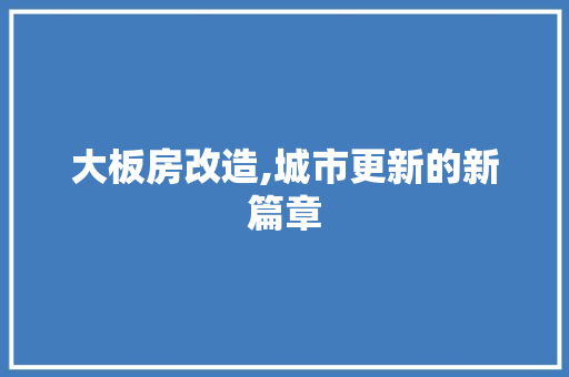 大板房改造,城市更新的新篇章 综合便民