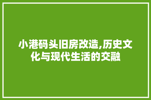 小港码头旧房改造,历史文化与现代生活的交融