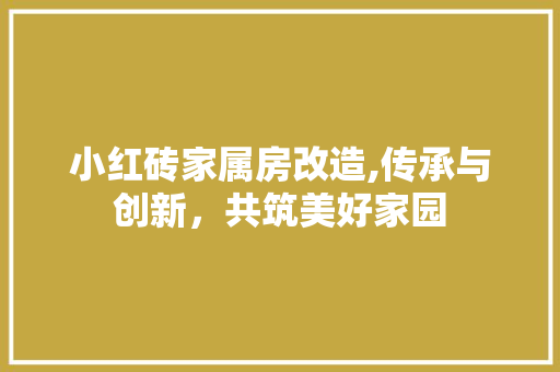 小红砖家属房改造,传承与创新，共筑美好家园 墙体维修