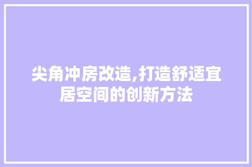 尖角冲房改造,打造舒适宜居空间的创新方法