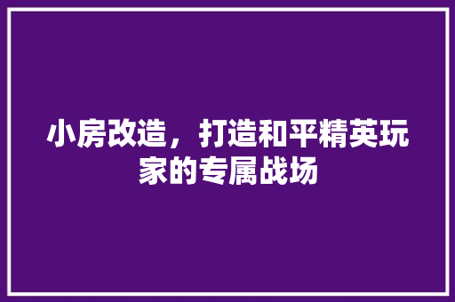 小房改造，打造和平精英玩家的专属战场