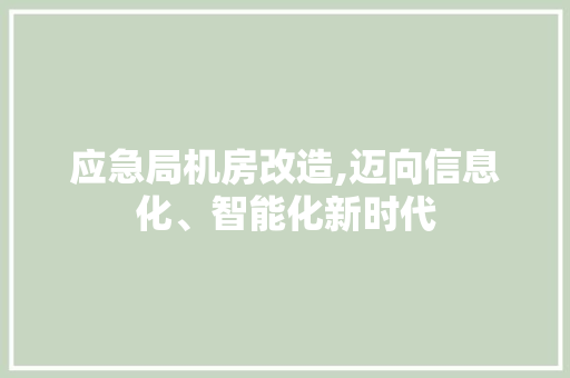 应急局机房改造,迈向信息化、智能化新时代