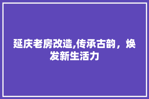 延庆老房改造,传承古韵，焕发新生活力 综合便民