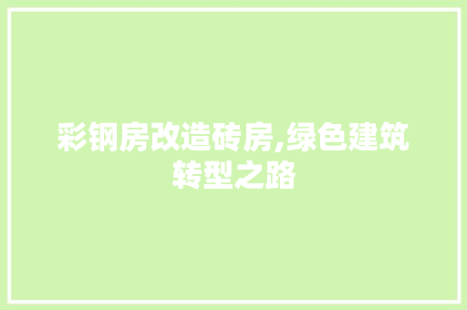 彩钢房改造砖房,绿色建筑转型之路 厨房维修