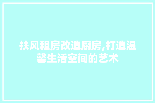 扶风租房改造厨房,打造温馨生活空间的艺术 厨房维修