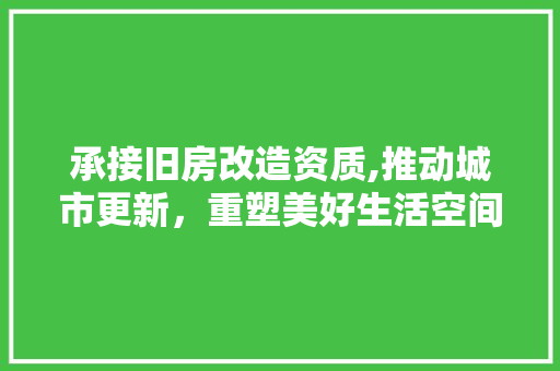 承接旧房改造资质,推动城市更新，重塑美好生活空间 汽车维修