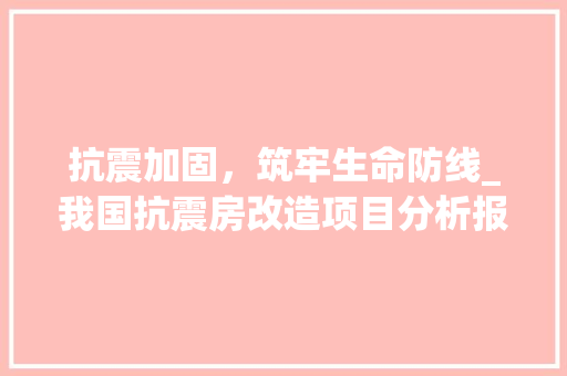 抗震加固，筑牢生命防线_我国抗震房改造项目分析报告解读 家电维修