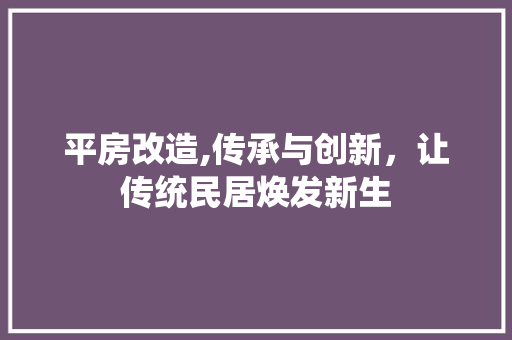 平房改造,传承与创新，让传统民居焕发新生 汽车维修
