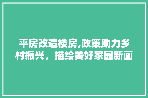 平房改造楼房,政策助力乡村振兴，描绘美好家园新画卷 家电维修