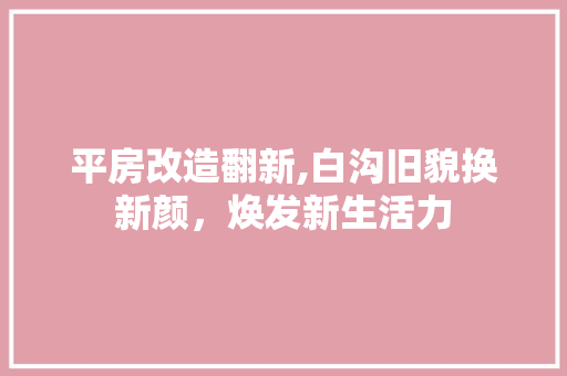 平房改造翻新,白沟旧貌换新颜，焕发新生活力