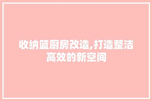 收纳篮厨房改造,打造整洁高效的新空间