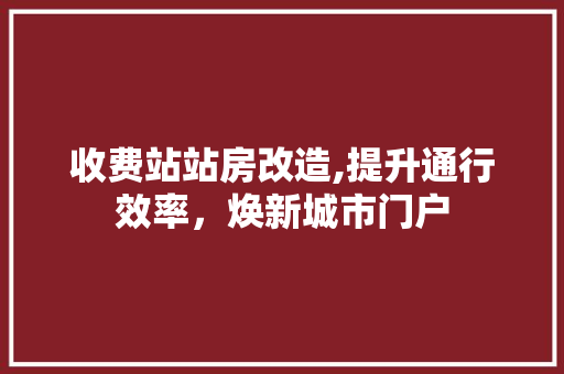收费站站房改造,提升通行效率，焕新城市门户