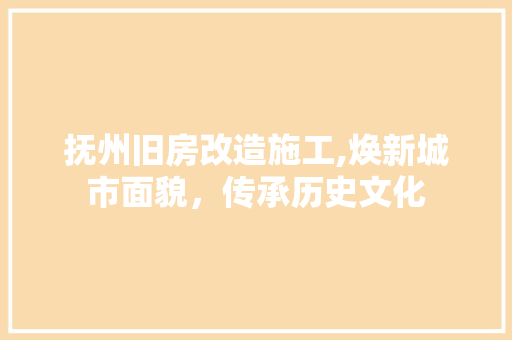 抚州旧房改造施工,焕新城市面貌，传承历史文化 墙体维修