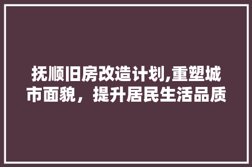 抚顺旧房改造计划,重塑城市面貌，提升居民生活品质