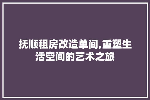 抚顺租房改造单间,重塑生活空间的艺术之旅