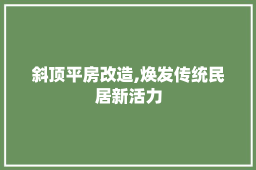 斜顶平房改造,焕发传统民居新活力