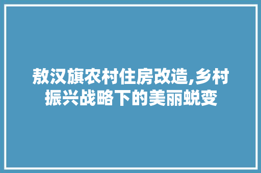 敖汉旗农村住房改造,乡村振兴战略下的美丽蜕变