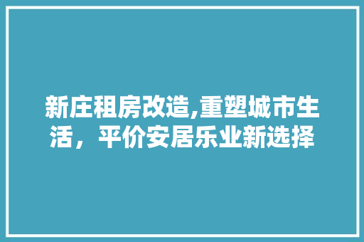 新庄租房改造,重塑城市生活，平价安居乐业新选择 家电维修
