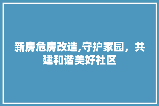 新房危房改造,守护家园，共建和谐美好社区
