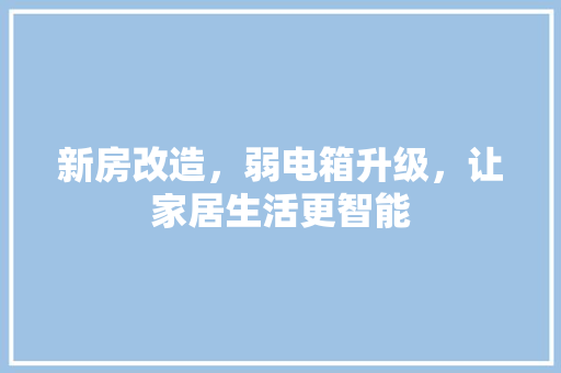 新房改造，弱电箱升级，让家居生活更智能 厨房维修