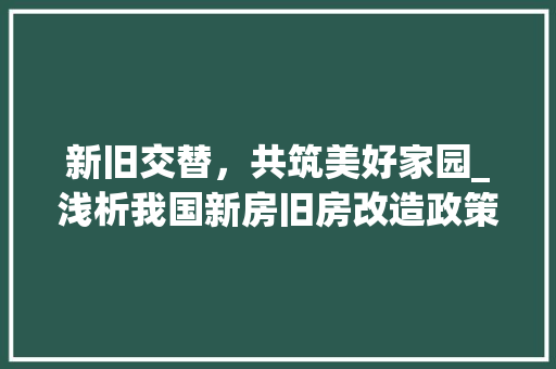 新旧交替，共筑美好家园_浅析我国新房旧房改造政策 厨房维修