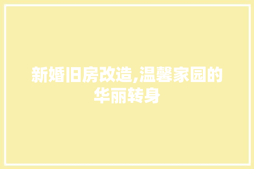 新婚旧房改造,温馨家园的华丽转身 家电维修