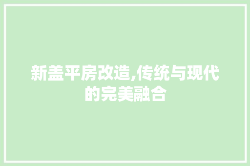 新盖平房改造,传统与现代的完美融合