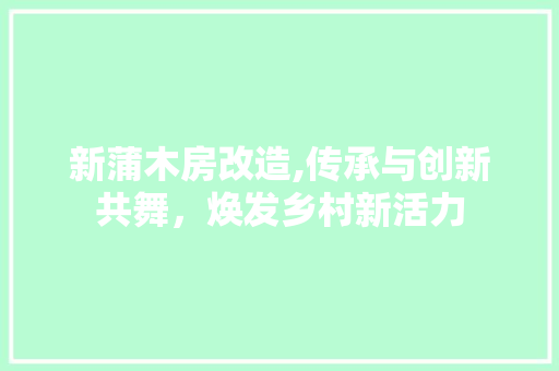 新蒲木房改造,传承与创新共舞，焕发乡村新活力