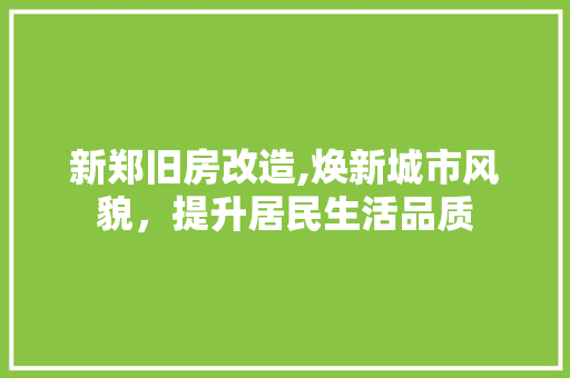 新郑旧房改造,焕新城市风貌，提升居民生活品质