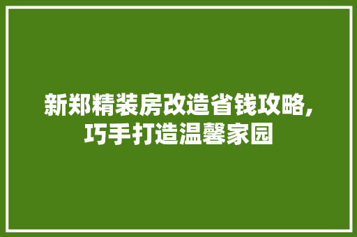 新郑精装房改造省钱攻略,巧手打造温馨家园