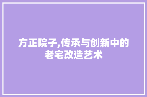 方正院子,传承与创新中的老宅改造艺术 墙体维修