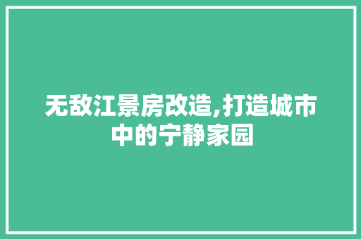 无敌江景房改造,打造城市中的宁静家园