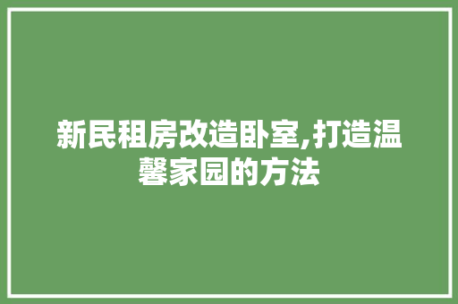 新民租房改造卧室,打造温馨家园的方法
