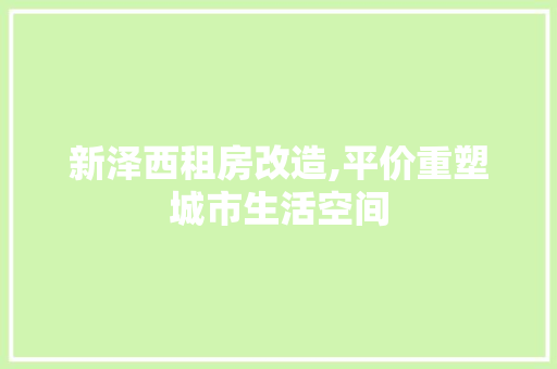 新泽西租房改造,平价重塑城市生活空间