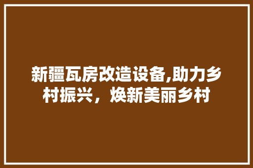 新疆瓦房改造设备,助力乡村振兴，焕新美丽乡村