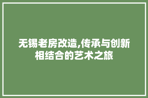 无锡老房改造,传承与创新相结合的艺术之旅 厨房维修