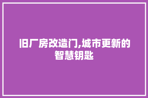 旧厂房改造门,城市更新的智慧钥匙